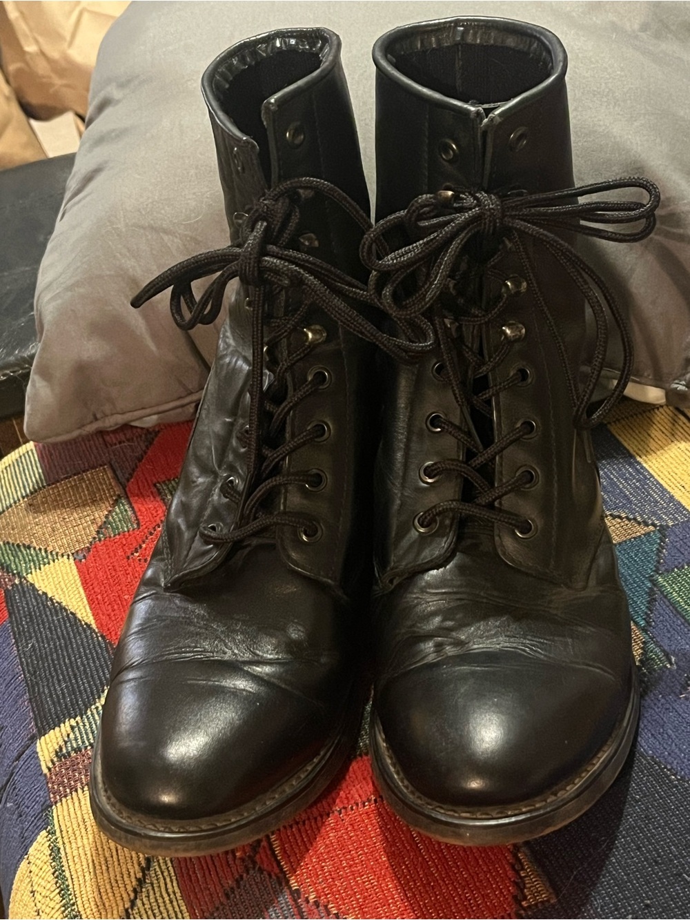 Durango Vintage Black Leather Lace-Up Men's Combat, Biker, Grunge Boots